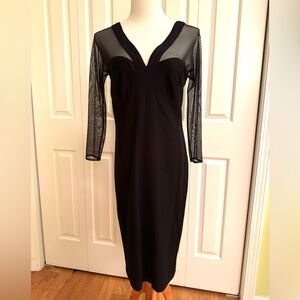 TADASHI Black Bodycon Evening Dress L  NWOT